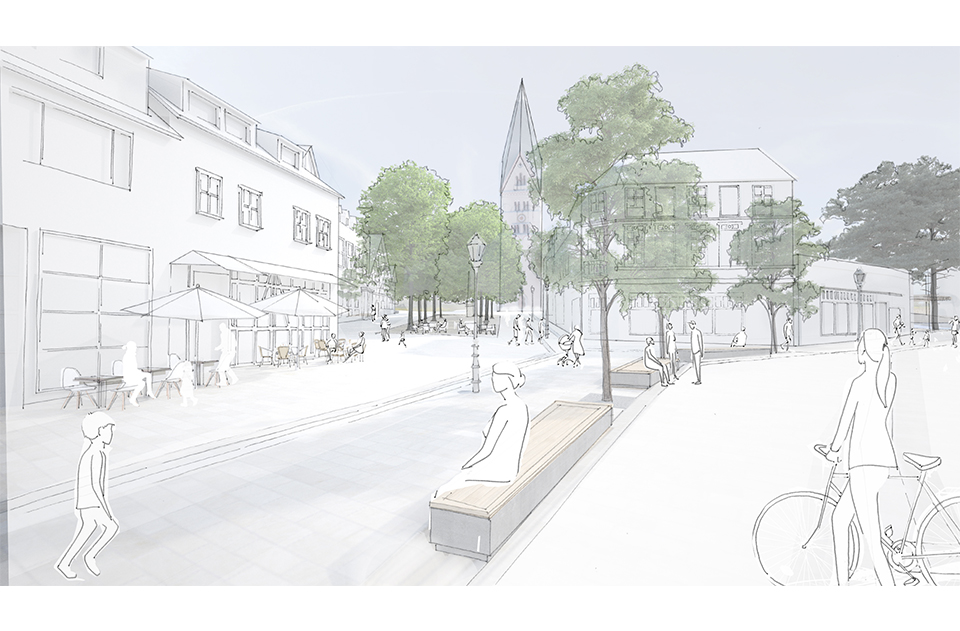 Landschaftsarchitektur und Stadtplanung Wettbewerb Bad Honnef, Visualisierung Stadtplatz